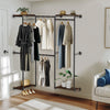 Industrial Pipe Clothes Rail Wall Mounted Garment Rack Rustic Wood Display Shelf