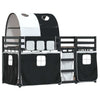 Bunk Bed with Curtains White and Black 90 x 200 Solid Z6E3