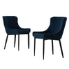 2X Blue Velvet Dining Chairs Padded Seat Office Chairs Kitchen Furniture Luxury