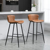 Bar Stools Set of 2, PU Leather Upholstered Kitchen Stools with Back, Footrest