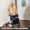 Folding Aluminum Walker Four Wheels Medical Rollator with Seat & Carrying Bag