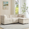 3 Seater Sofa L shape Fabric Corner Sofa with Detachable Storage Ottoman | Beige