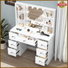Large Dressing Table With Hollywood LED Mirror Drawer Shelves Vanity Makeup Desk