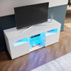 120cm White High Gloss TV Table Stand Entertainment Cabinet Unit with LED Light