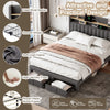 UPHOLSTERED BED FRAME 4FT6 DOUBLE STORAGE BED WITH CHARGING AND LIGHTING GREY