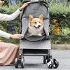 Luxury Folding 4 Wheel Pet Stroller Removable Carrier w/ Brake Adjustable Canopy