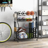 Sports Equipment Storage Rack w/ Universal Wheels-Black