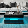 High Gloss Square LED Coffee Table Cocktail End Table Living Room Furniture
