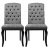 Grey Linen Kitchen Dining Chairs Meeting Room Chair with Curving Hard Wood Legs