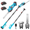 Long Reach Cordless Hedge Trimmer Pole Cordless Extendable Tree Trimme w/2Batter