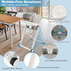 Foldable Baby High Chair Feeding Sleep Playing Chair w/Wheel-Dark Grey