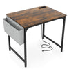 Modern Writing Study Desk Computer Desk w/Storage Bag-Brown