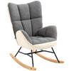 Nursery Rocking Chair w/ Steel and Wood Legs for Living Room Grey and