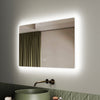 LED Bathroom Mirror 1000x600mm with Demister Clock Touch Sensor Dimmable Lights