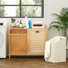 Freestanding Pull-out Laundry Cabinet with 2 Removable Bins-Natural