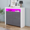 High Gloss 2 Doors Matt Body Sideboard Cupboard Kitchen Buffet Cabinet with LED