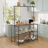 Kitchen Island Counter Top Breakfast Bar Dining Table Along 5 Tiers Storage Rack