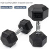 2*10kg Rubber Hex Dumbbells Set Pair Ergo Hand Weights Encased Hexagonal Gym