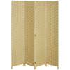 4 Panel Folding Room Dividers for Wall, Privacy Screen Panels, Brown