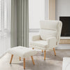 Upholstered Sherpa Fabric Sleeper Recliner Armchair Sofa Lounge Chair Footstool