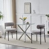 Set of 2 Boucle Dining Chairs with Oversized Seat Round Kitchen Chairs Grey