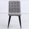 Set of 4 Dining Chairs Kitchen Breakfast Grey Linen Fabric Padded Seat Metal Leg