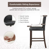 2Pcs Upholstered Bar Stools PVC Leather Armless Counter Height Chair Set Black