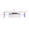 130CM Width White Modern TV Stand Matt Cabinet Unit High Gloss Door LED Light