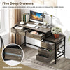 Industrial Styled Workstation Writing Table Computer Desk w/ 5 Drawers-Grey