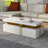 Modern White Rectangular Coffee Table with 2 Storage Drawers for Living Room