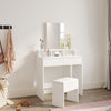 Bedroom White Dressing Table Makeup Desk Vanity Unit with Mirror 2 Drawers Stool