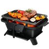Charcoal Grill Portable Cast Iron Barbecue Grill w/Double-sided Grilling Net