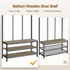Industrial Large Coat Rack Stand with 24 Hooks and Shoe Bench for Entryway