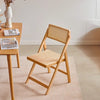 2pc Wooden Folding Chairs Woven Rattan Backrest Seat Modern Lounge Dining Chairs