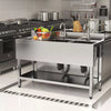 52in Stainless Steel Sink Commercial Restaurant Kitchen Prep Shelf Double Basin