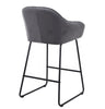 2 X Grey velvet Bar Stools fixed height Grey Breakfast Kitchen Bar