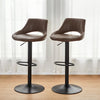 2pcs Barstools Set Faux Leather Padded Seat Metal Legs Bar Stool Brown Grey