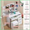 Drawer Stool Dressing Table Vanity Makeup Desk & Adjustable Led Lighted Mirror