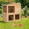 Wood Rabbit Hutch Double Decker Guinea Pig Ferret Cage with Ramp Waterproof Roof