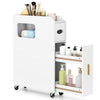 Small Bathroom Storage Cabinet with Toilet Brush Holder-White