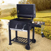 Outdoor Charcoal BBQ Grill with Wheels, Thermometer & Side Racks – 113cm