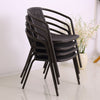 Outdoor Garden Round Brown Bistro Coffee Table Glass Top Stacking/Foldable Chair