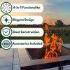 Outdoor Fire Pit Garden BBQ Patio Heater Storage Large Metal Table Log Burner