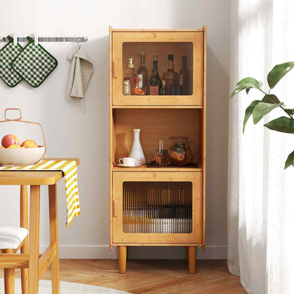 3-Cube Kitchen Storage Cabinet Freestanding Bookcase-Natural