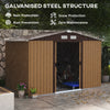 9 x 6FT Galvanised Garden Storage Shed w/Sliding Door, Light Brown
