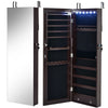 LED Lights Jewelry Cabinet Lockable Wall/Door Mounted Jewelry Armoire W/ Mirror