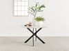 Novara 120cm White Marble Effect Black Leg Table