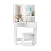 Dressing Table Makeup Vanity White with Mirror LED Lights Drawers & Stool Modern