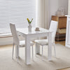 Small Space Dining Set 3Pcs Square Dining Table+ 2 Dining Chair Set White Wooden