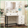Dressing Table Makeup Vanity Desk Set With Dimmable LED Lighted Mirror Shelves